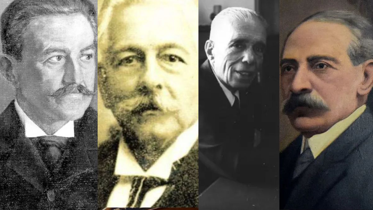 De izquierda a derecha: Emilio Civit, Luis Lagomaggiore, Humberto Notti y Adolfo Calle