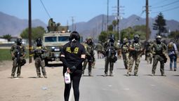 El Gobierno de Donald Trump se jacta de que los arrestos de inmigrantes se han disparado. Un manifestante se enfrenta a funcionarios federales de inmigración que llevan a cabo redadas en dos granjas de cannabis del sur de California en Camarillo, California, Estados Unidos (Archivo). Crédito: EFE/EPA/ALLISON DINNER.