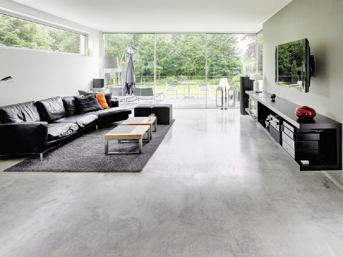 Así luce un piso de microcemento. Imagen: Protex.