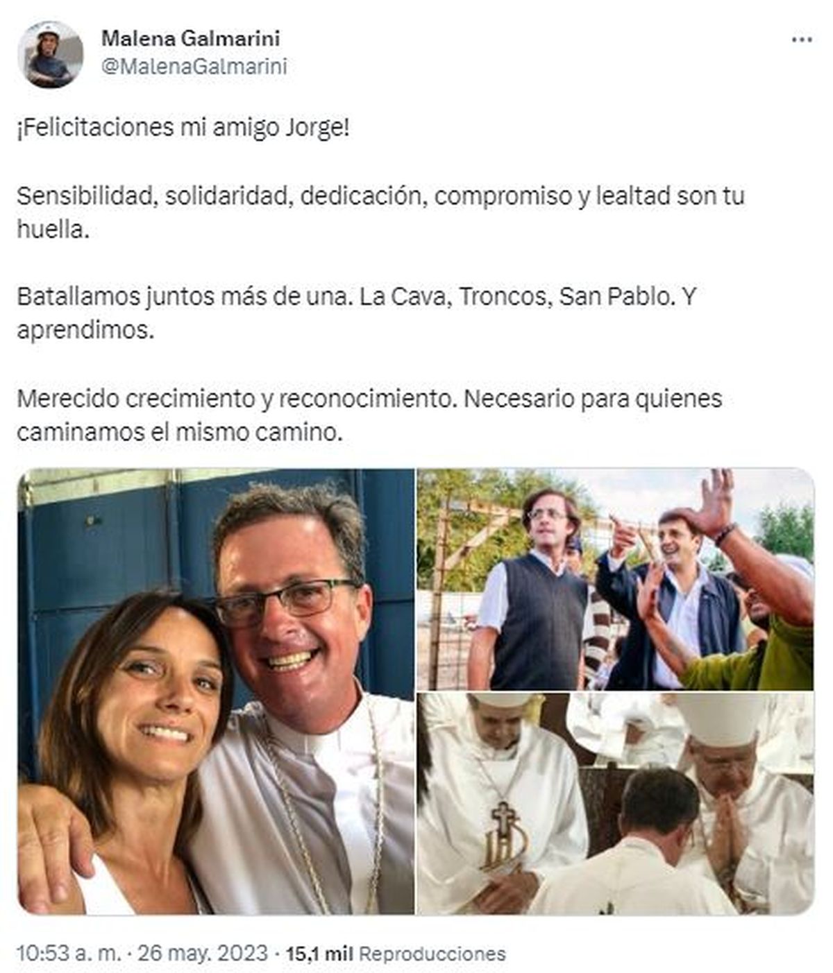 El tuit de la esposa de Sergio Massa.