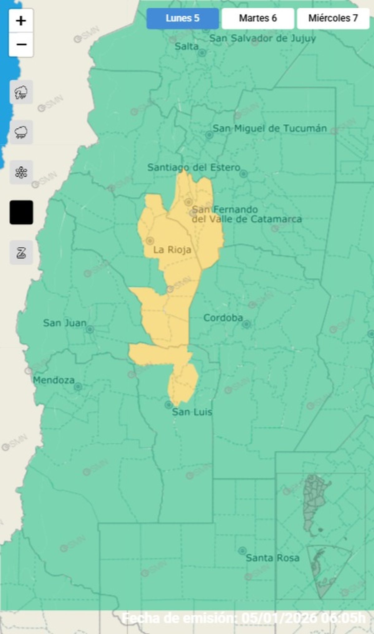 Estas son las provincias en alerta.
