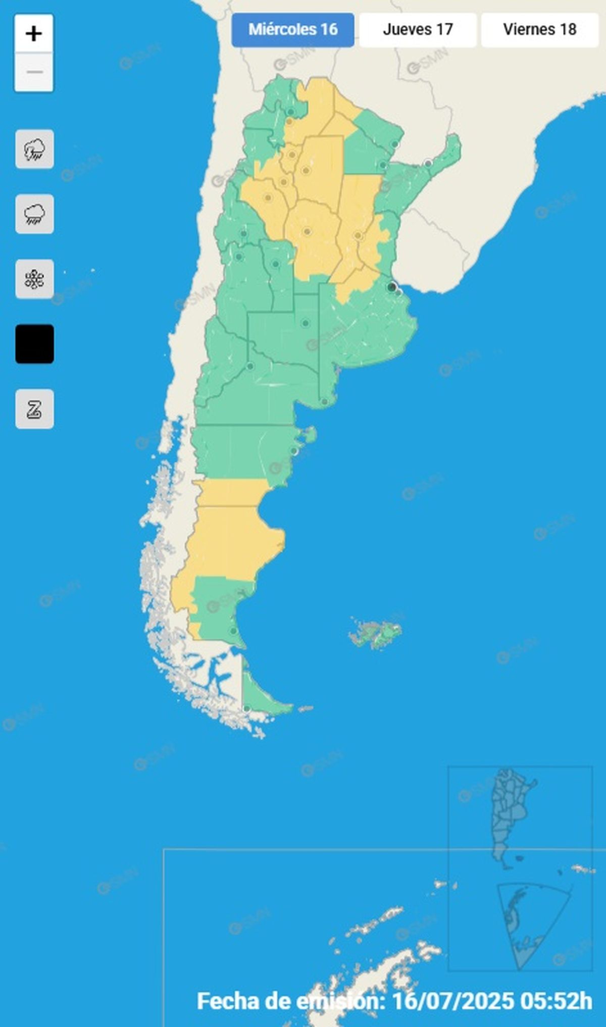 Estas son las provincias afectadas este miércoles Estas son las provincias afectadas este miércoles