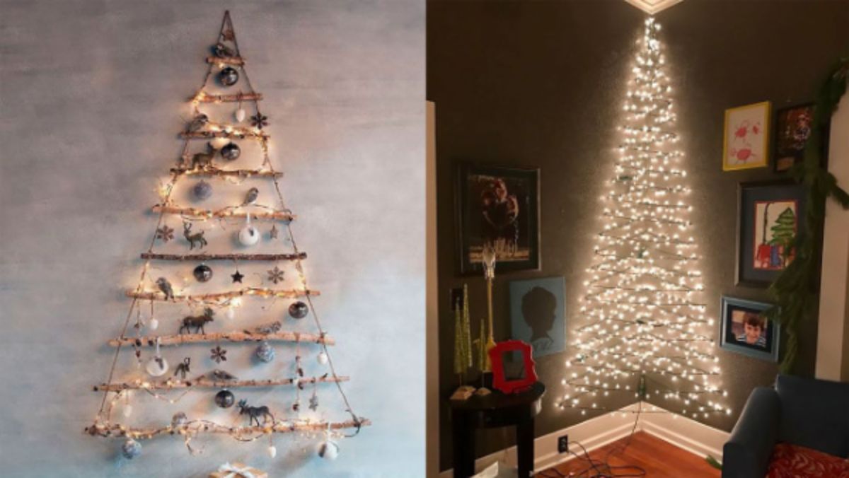 El árbol de pared es uno de los más elegidos para armar el pinito de Navidad.