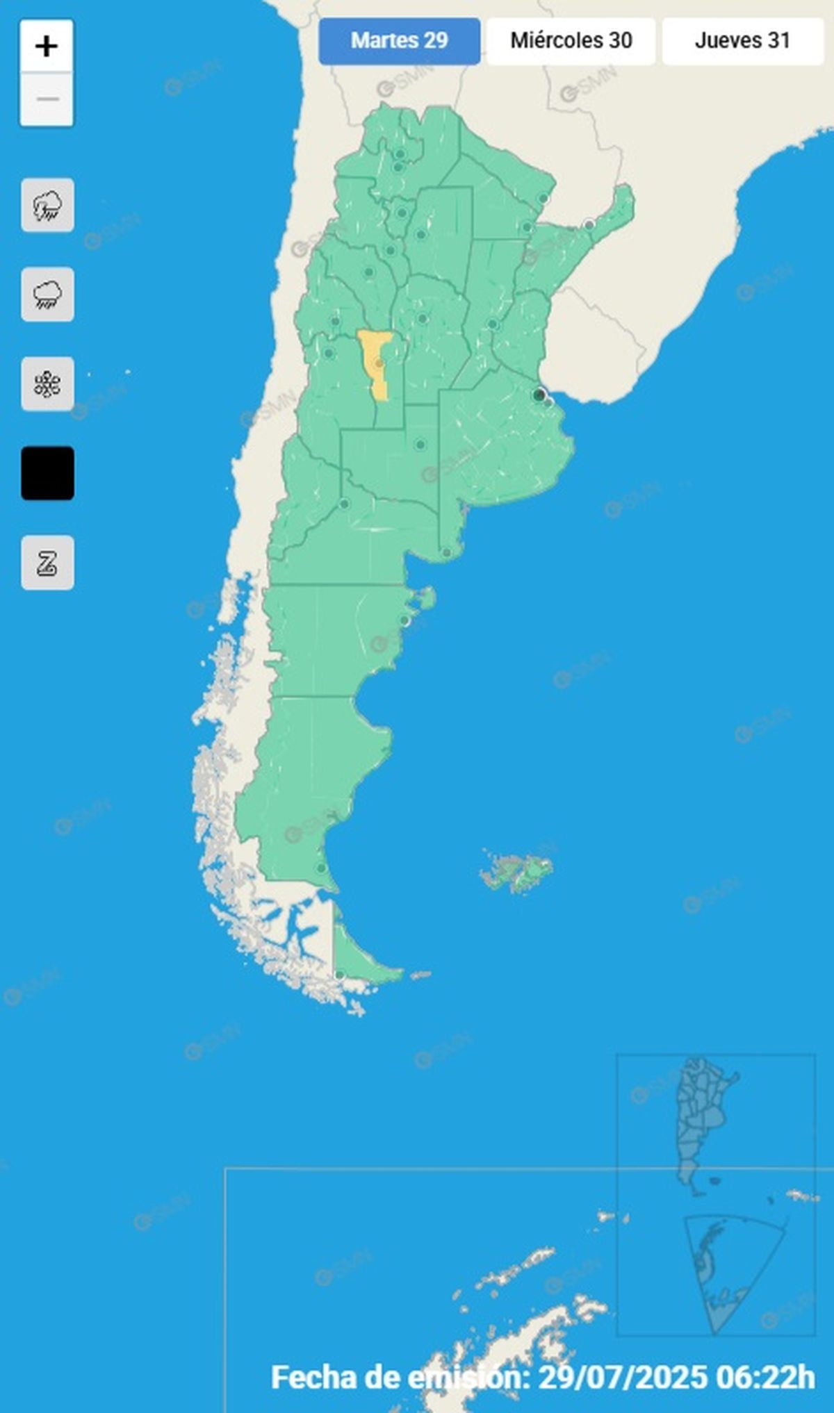 Esta es la única provincia afectada este martes Esta es la única provincia afectada este martes