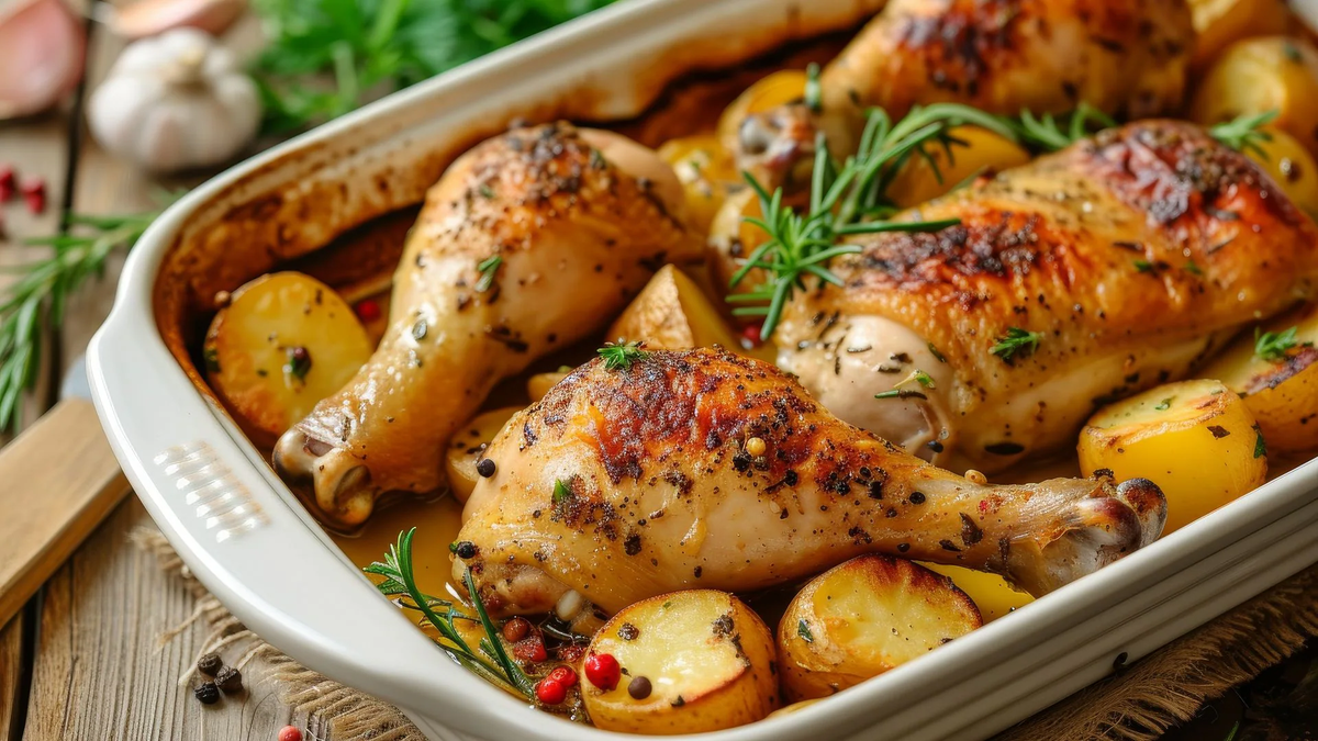 Recetón para compartir con la familia: pata muslo de pollo con papas al horno Recetón para compartir con la familia: pata muslo de pollo con papas al horno