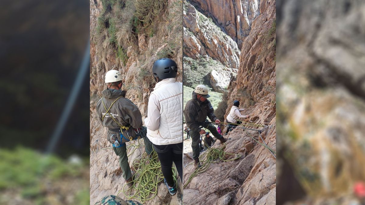 La mujer oriunda de Mendoza no podía descender del Chorro de la Vieja, en Tunuyán. La mujer oriunda de Mendoza no podía descender del Chorro de la Vieja, en Tunuyán.