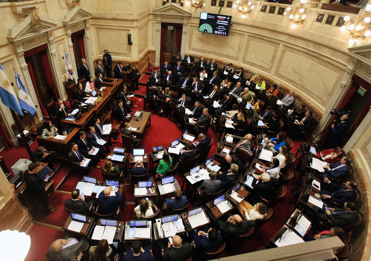 La sesión del Senado de este jueves. Allí estuvieron Rodolfo Suarez y Mariana Juri.