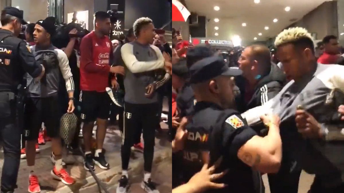 Jugadores de Perú forcejearon con la policía española.