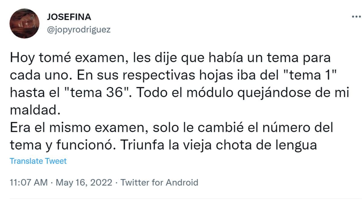 Relato de la docente (Twitter @jopyrodriguez).