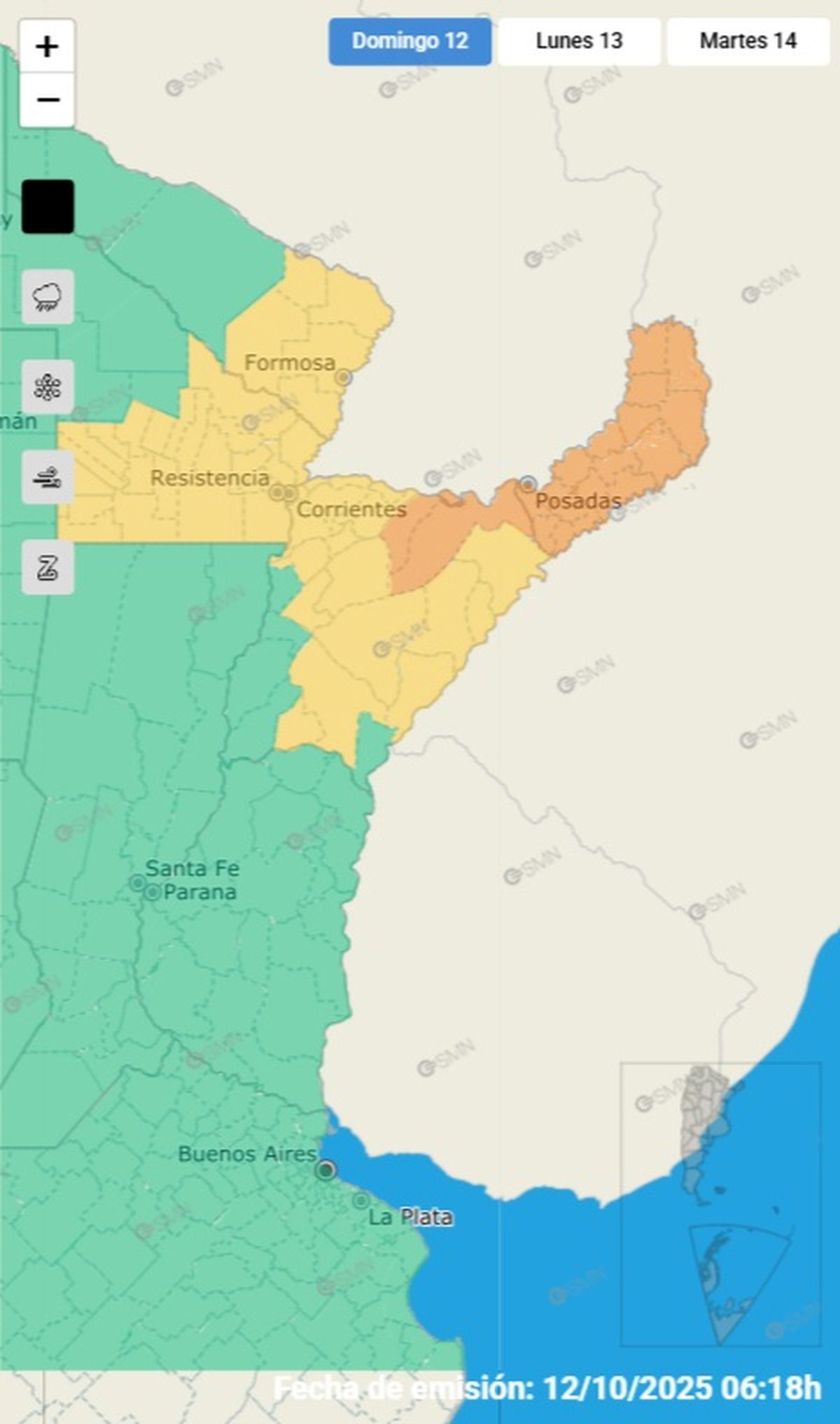 Estas son las provincias en alerta naranja.