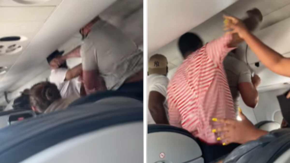 Batahola en pleno vuelo. Video: se agarraron a piñas arriba del avión por un asiento.