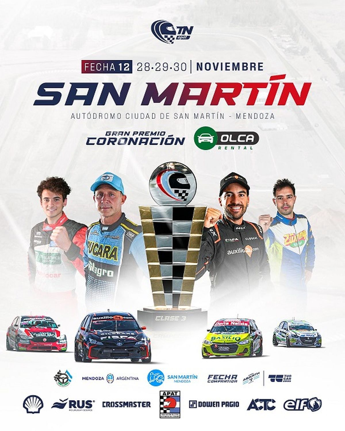 El Gran Premio Coronación Copa Olca Rental del Turismo Nacional, se disputará en el Autódromo Ciudad de San Martín del 28 al 30 de noviembre.