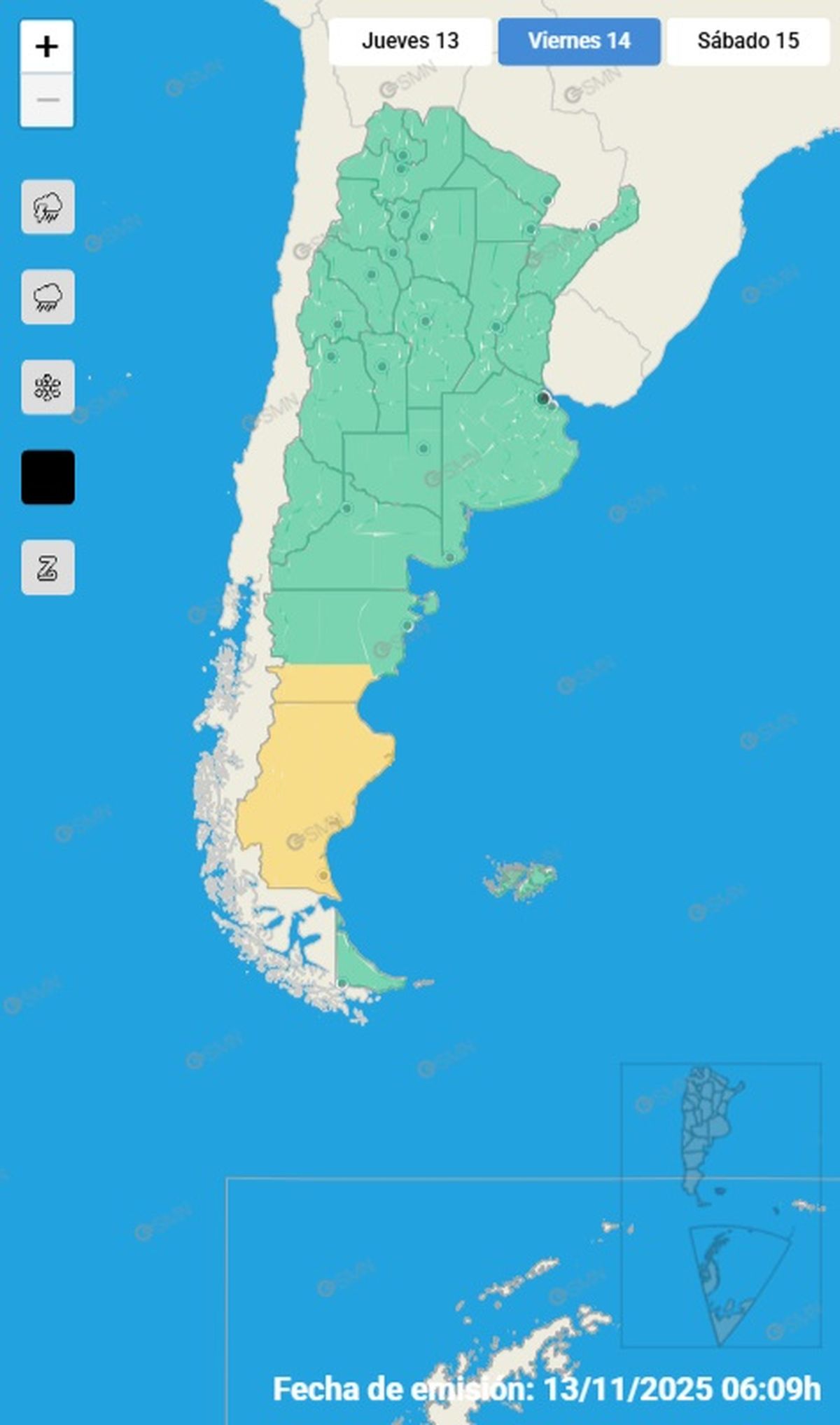 Estas son las provincias en alerta por la llegada de fuertes vientos.