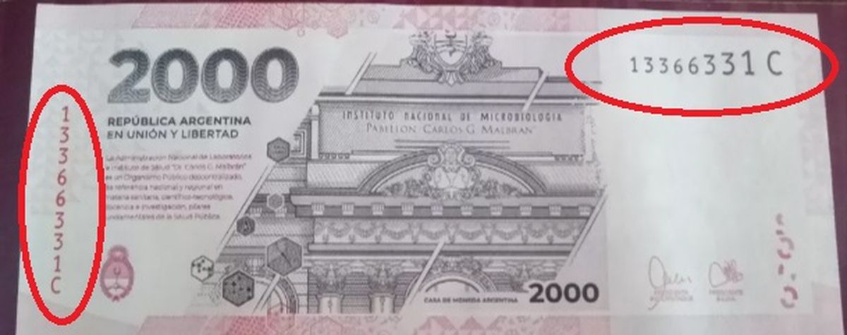 El billete tiene una numeración capicúa y eso hace que cotice a un alto precio. El billete tiene una numeración capicúa y eso hace que cotice a un alto precio.