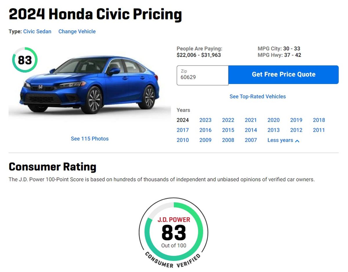 El Honda Civic tiene mejor puntaje que el Corolla en todas las categorías. El Honda Civic tiene mejor puntaje que el Corolla en todas las categorías.