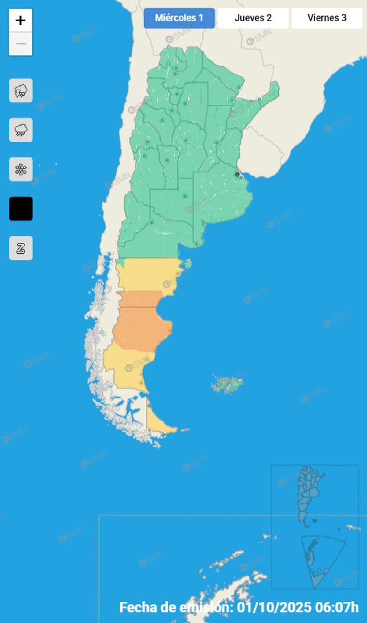 Estas son las provincias afectadas este miércoles Estas son las provincias afectadas este miércoles