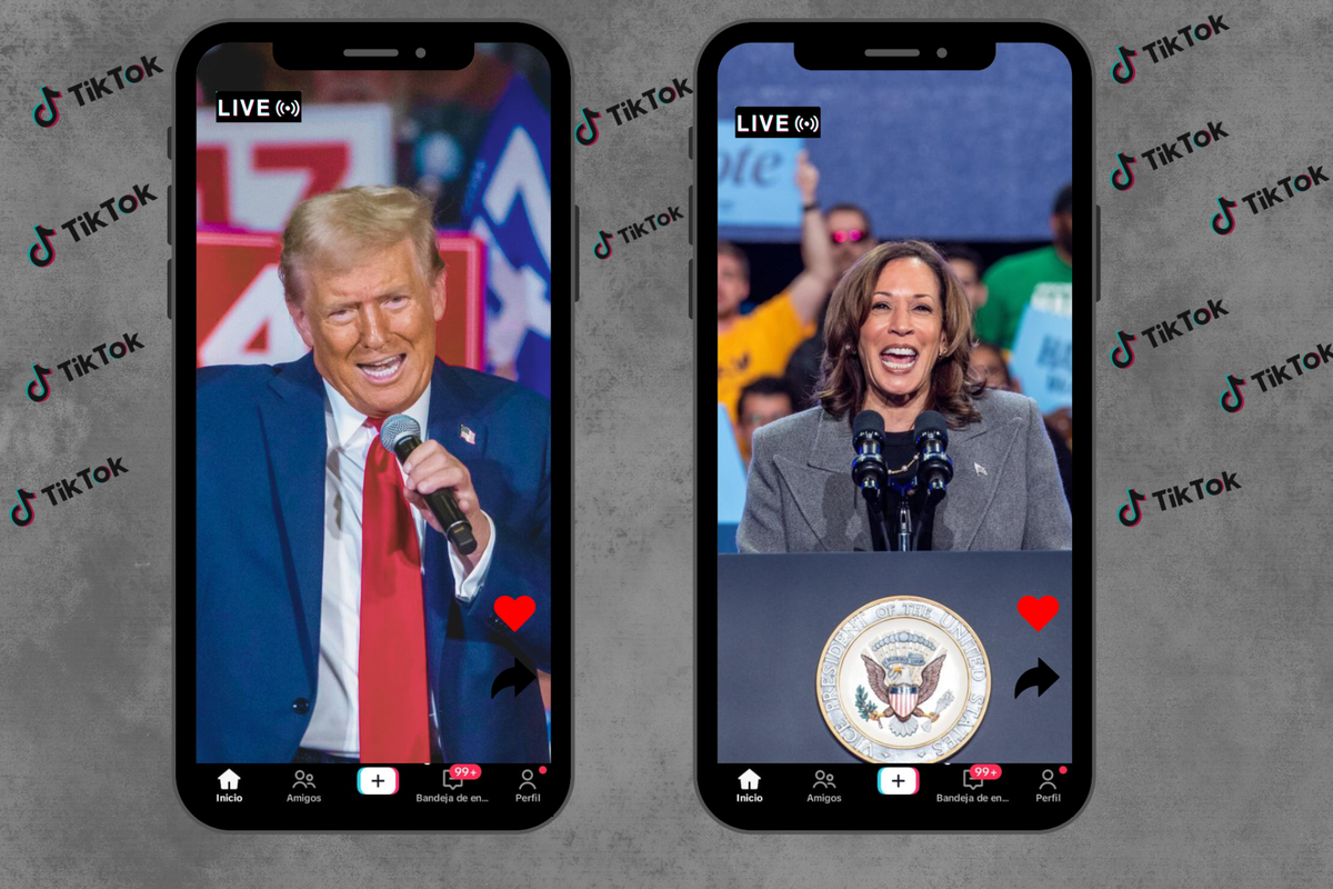 Donald Trump y Kamala Harris quieren ganar el voto joven y utilizan como herramienta la red social TikTok. Crédito: EFE.