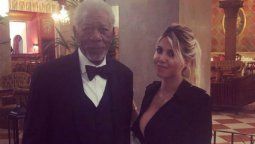 Wanda Nara y Morgan Freeman juntos