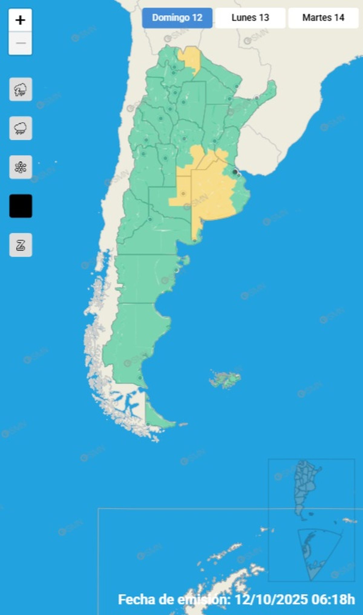 Estas son las provincias afectadas este domingo