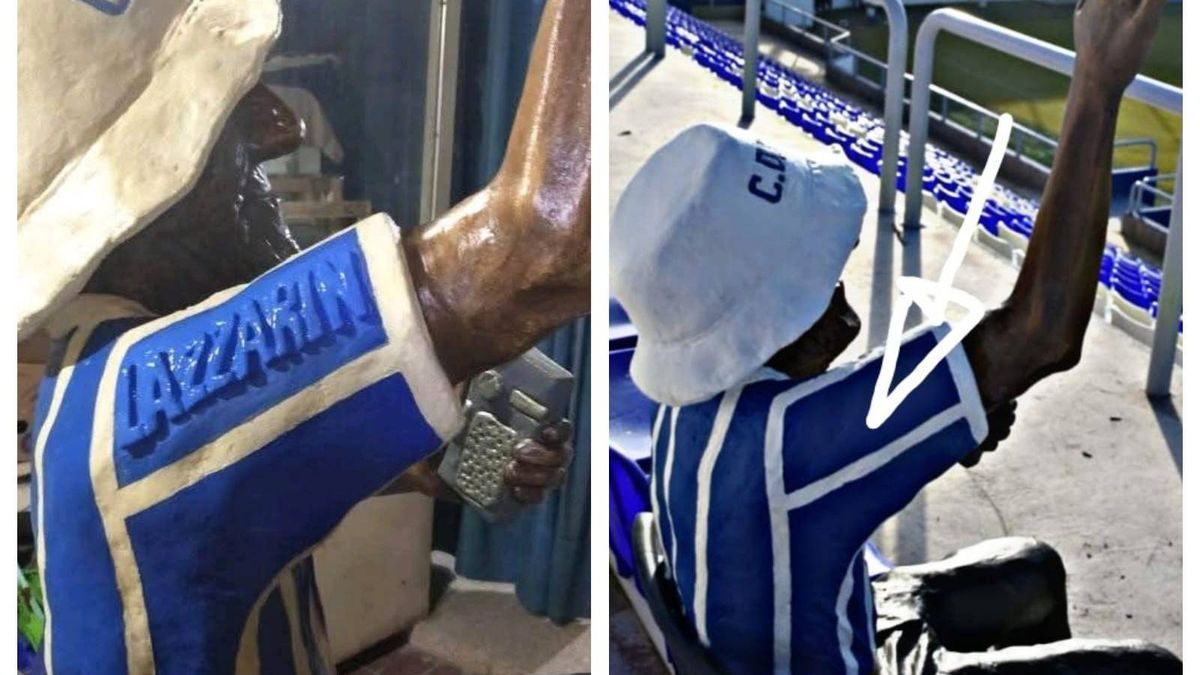 La escultura del Loco Julio trajo polémica en el club Godoy Cruz.