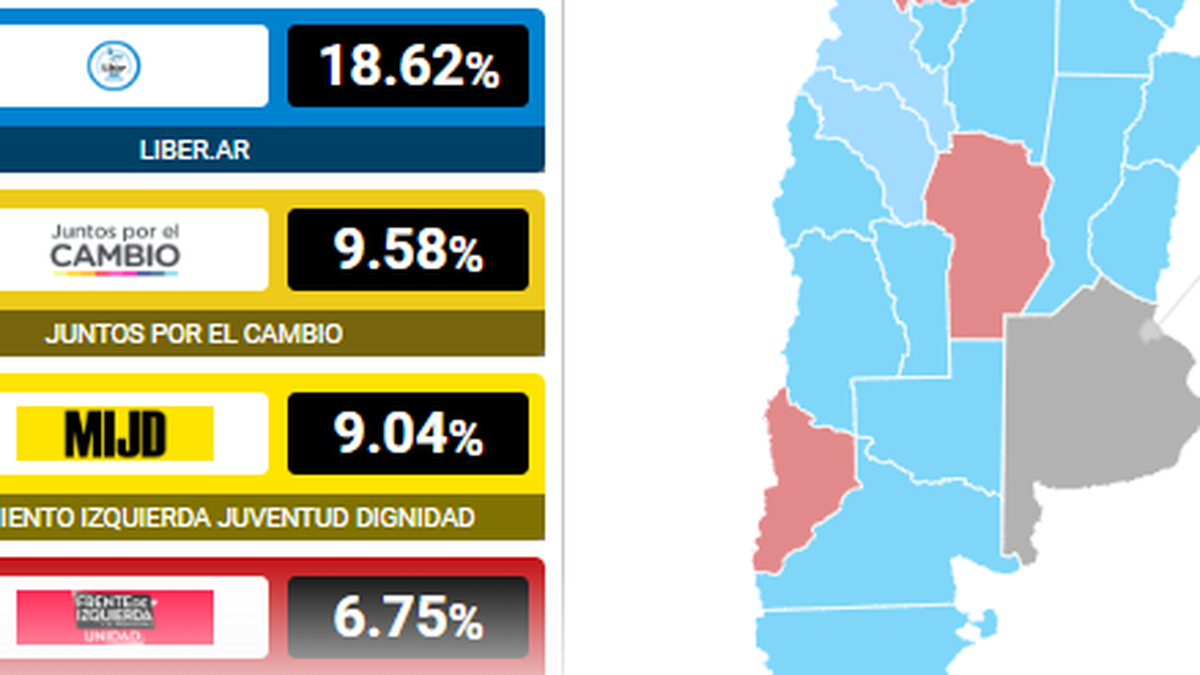 PASO 2023 mapa electoral interactivo de la Argentina con los