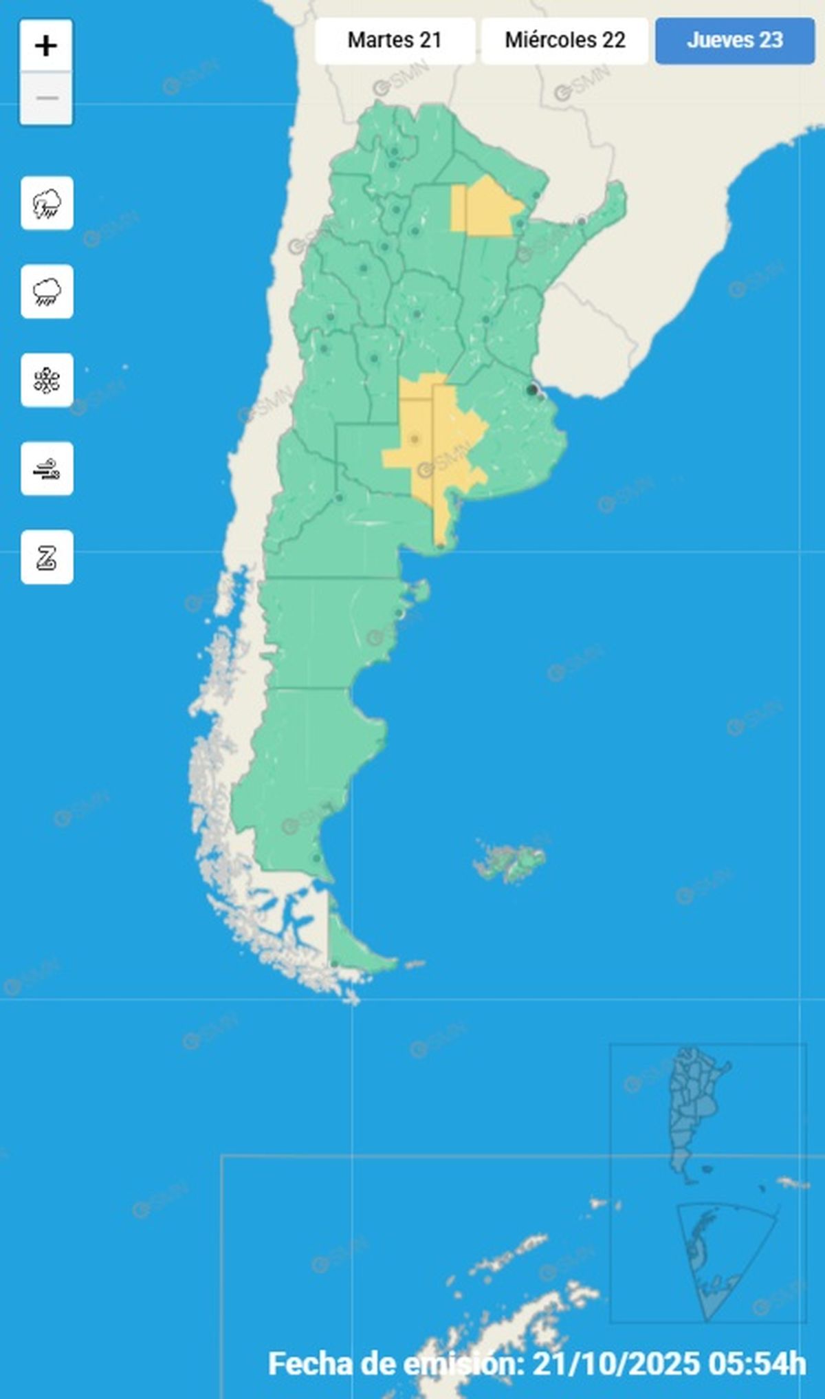 Estas son las provincias afectadas por las fuertes tormentas.