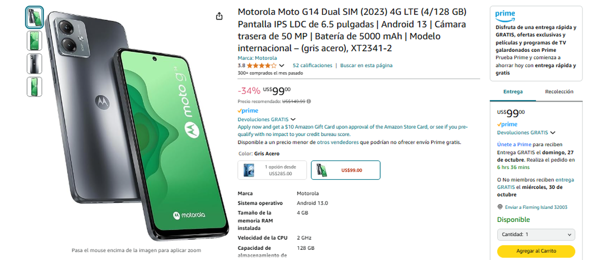 Compra este teléfono de Motorola en Amazon a 99 dólares. Compra este teléfono de Motorola en Amazon a 99 dólares.