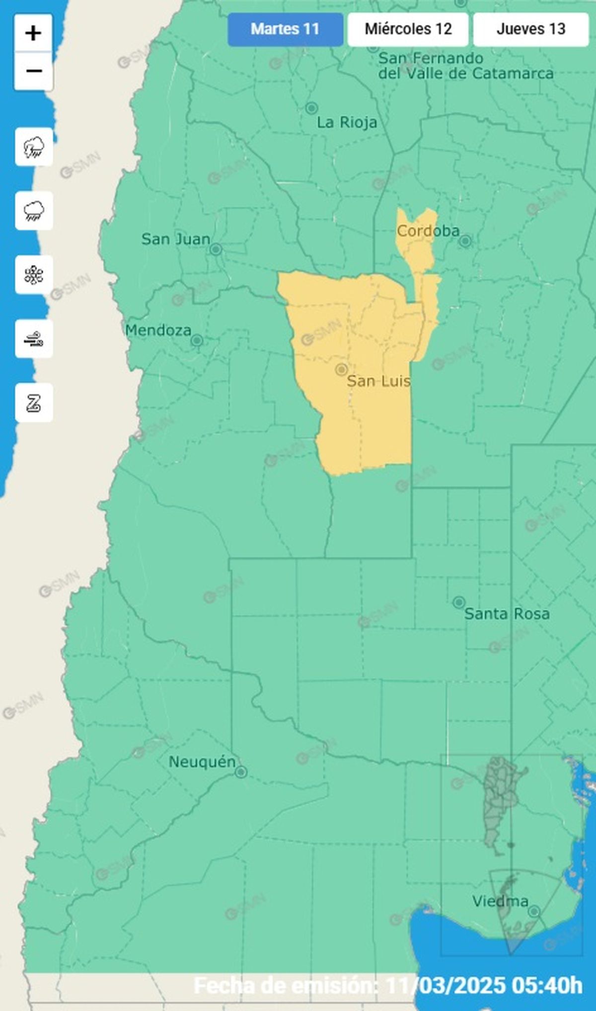 Esta parte de la provincia se verá afectada Esta parte de la provincia se verá afectada 