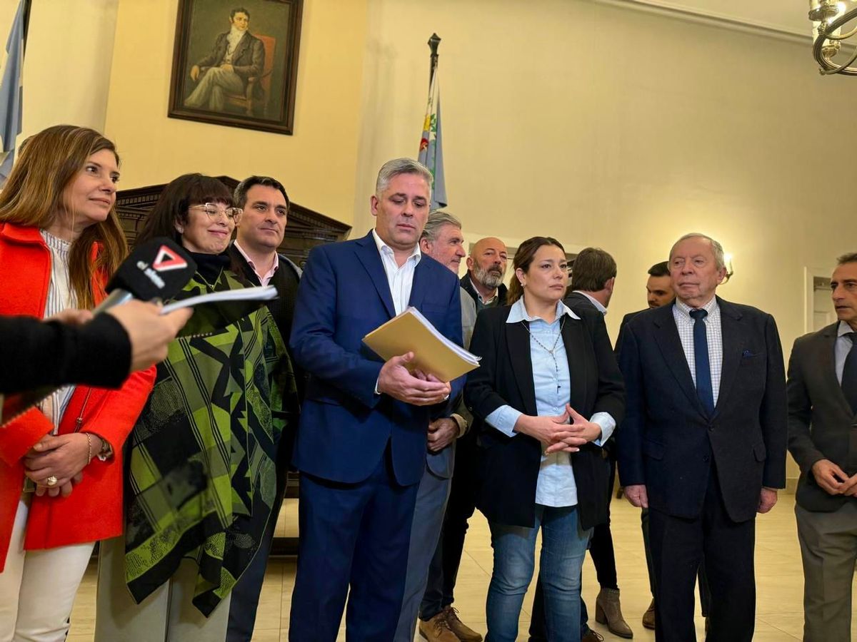 La conferencia de prensa en la Legislatura, con dirigentes del peronismo, La Unión Mendocina y el Partido de los Jubilados. También estuvieron Ramón, de Consumideores y Ciudadanos y Lizana, del Frente Renovador.