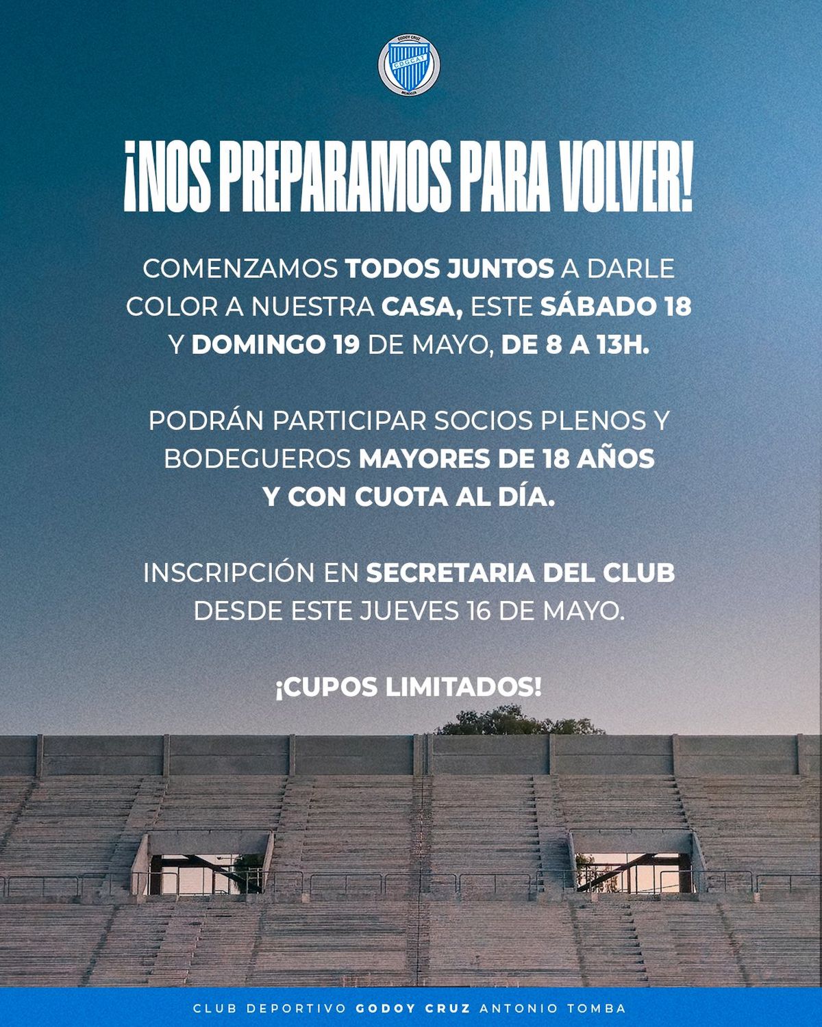 La invitación del club Godoy Cruz para sus hinchas. 