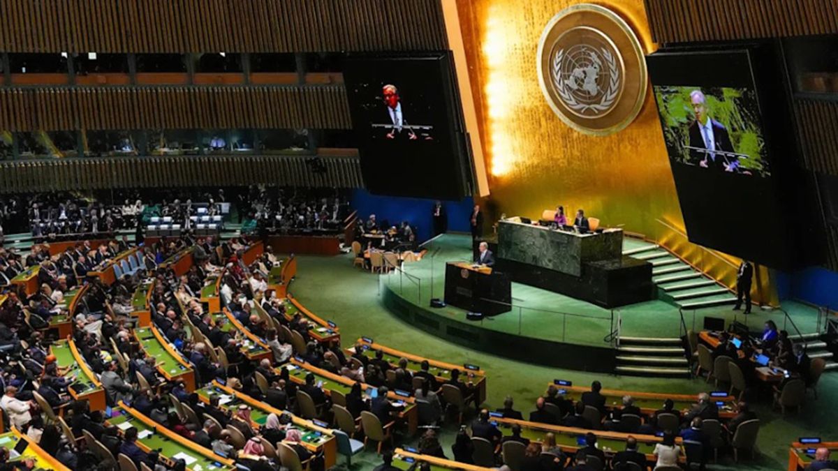 El presidente de Francia Emmanuel Macron hizo oficial el reconocimiento de su país del Estado de Palestina durante la Asamblea de la ONU. El presidente de Francia Emmanuel Macron hizo oficial el reconocimiento de su país del Estado de Palestina durante la Asamblea de la ONU.