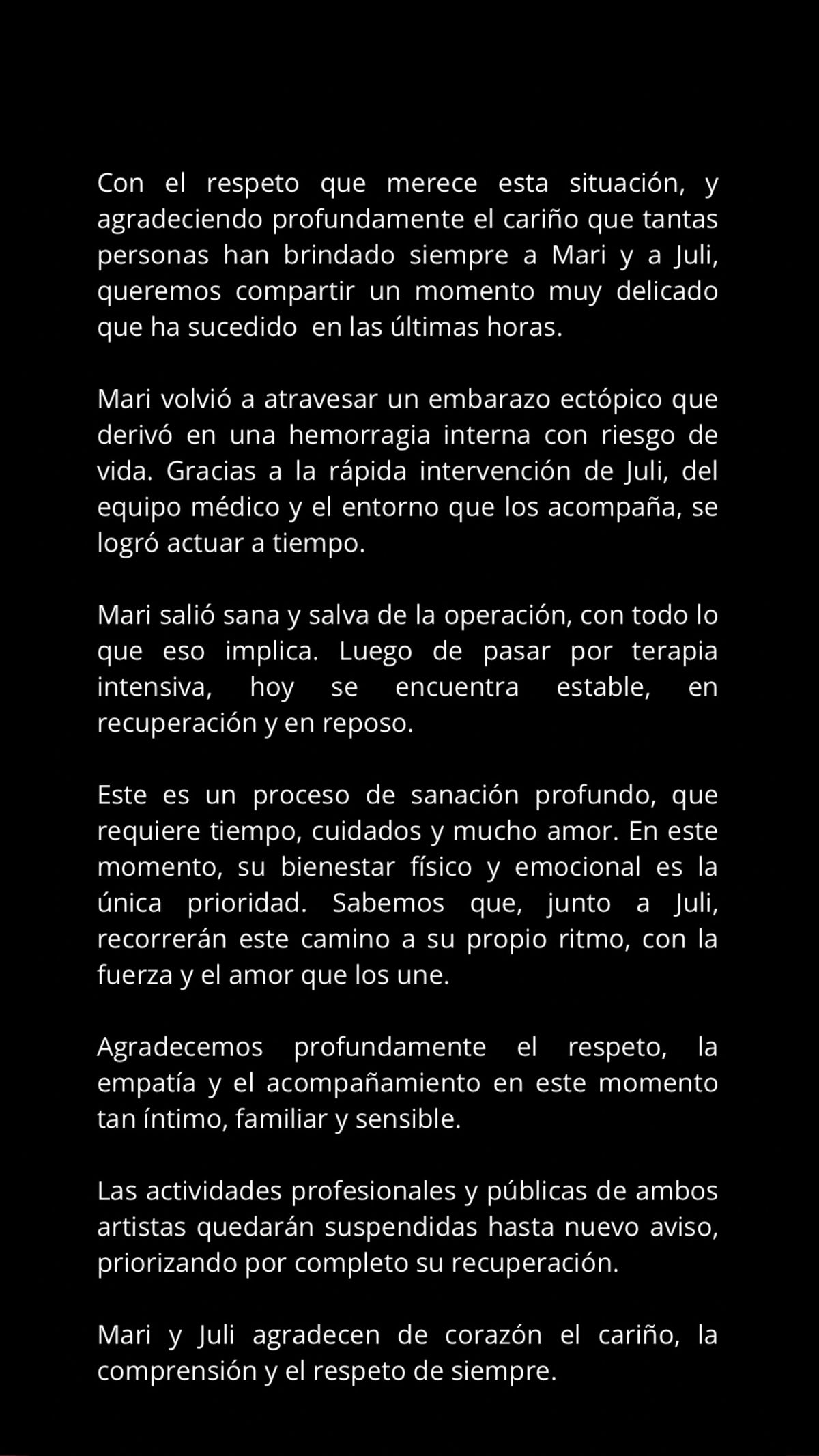 El impactante descargo sobre el estado de salud de María Becerra tras la pérdida de su embarazo. El impactante descargo sobre el estado de salud de María Becerra tras la pérdida de su embarazo.