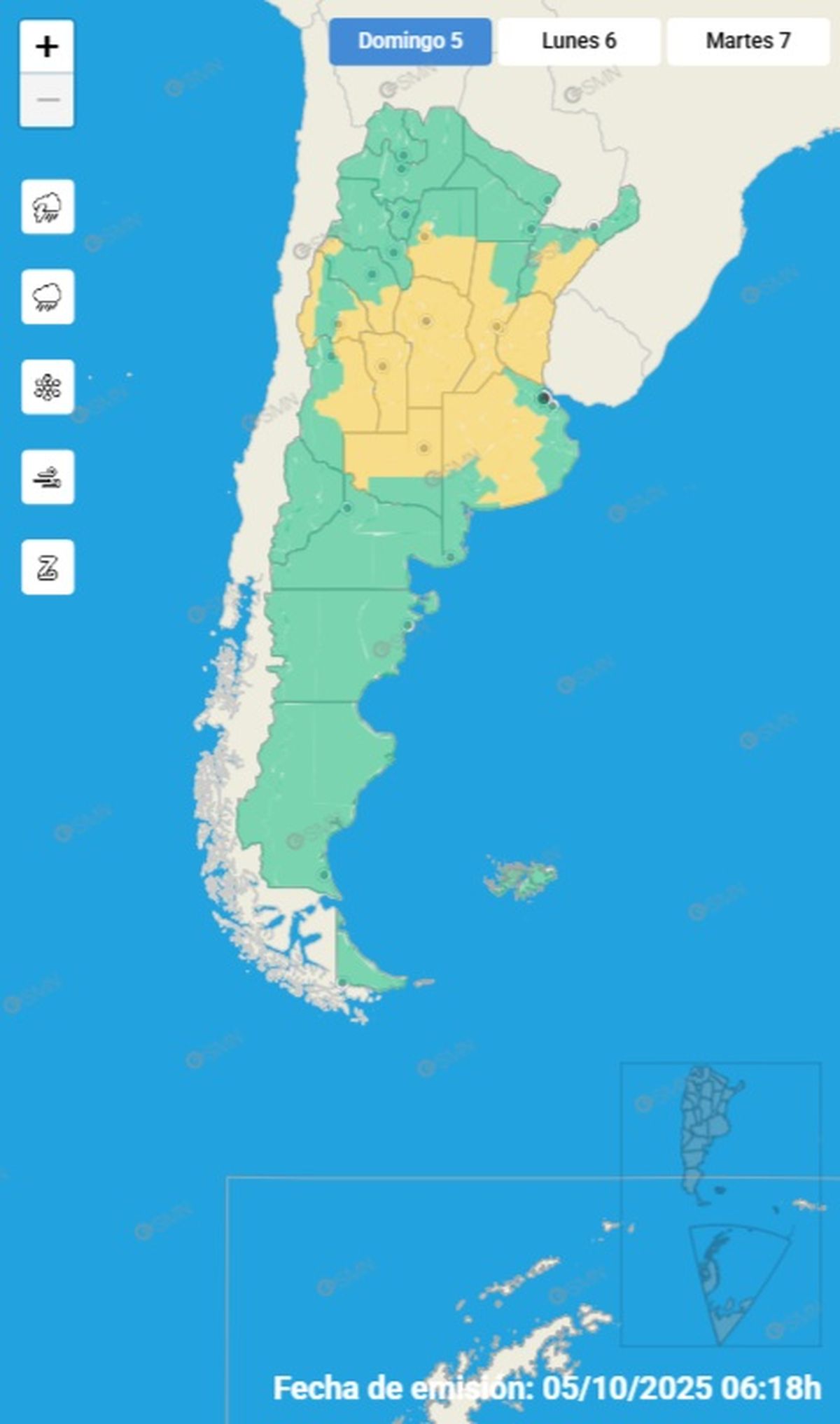 Estas son las provincias en alerta este domingo. Estas son las provincias en alerta este domingo.