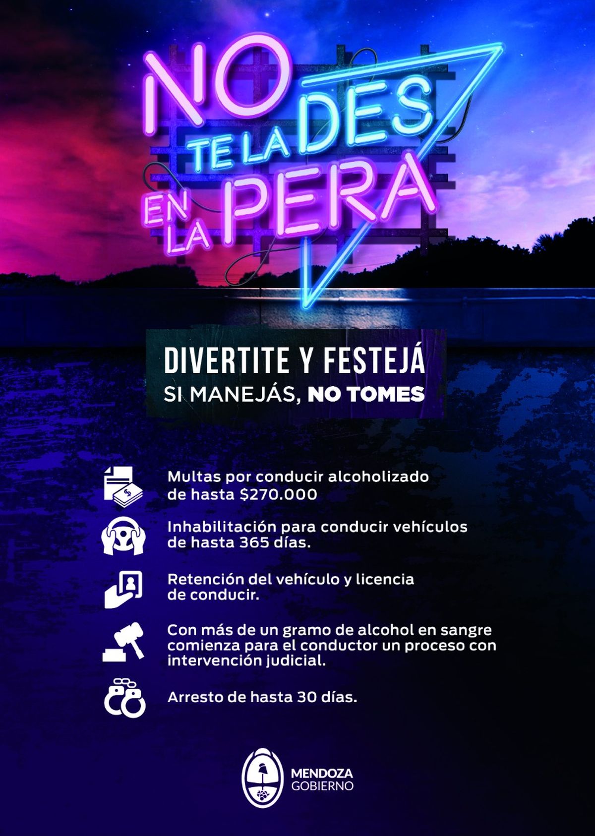 Esta es una de las campañas de concientización que aplica el Ministerio de Seguridad en las zonas de boliches y diversión nocturna.