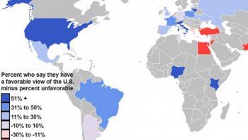 El mapa de los que menos quieren a Estados Unidos