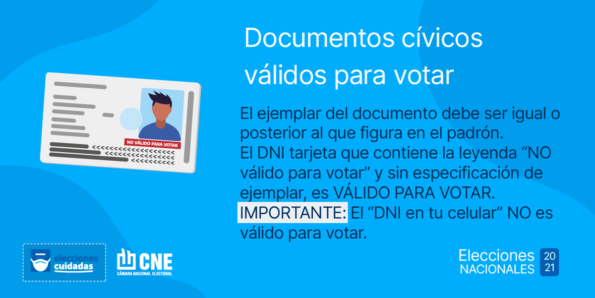 El elector no podrá votar con un ejemplar del DNI anterior al que figura en el padrón