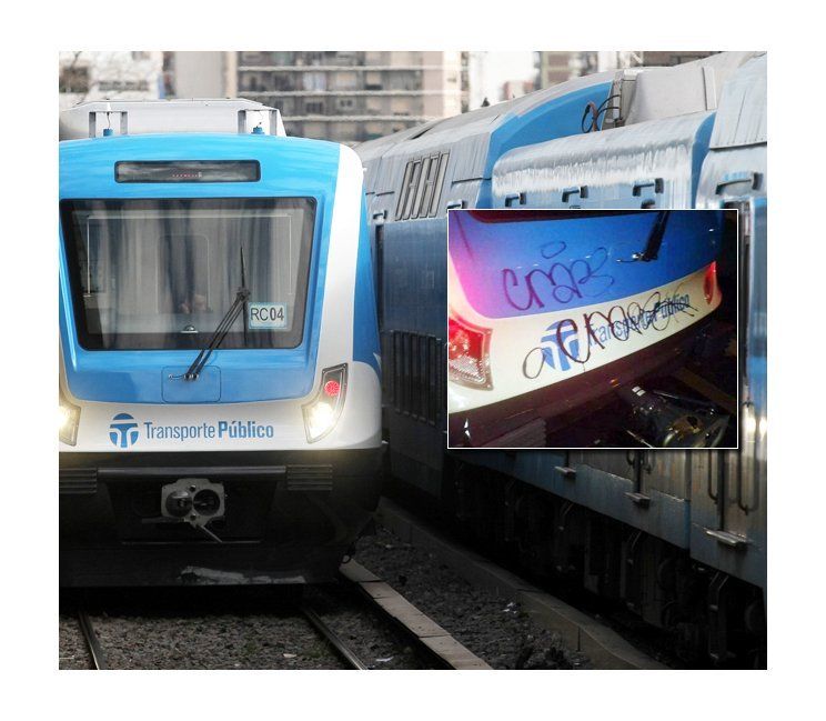 Simplemente vándalos: a un día de su presentación, ya hay pintadas en los modernos vagones del Sarmiento
