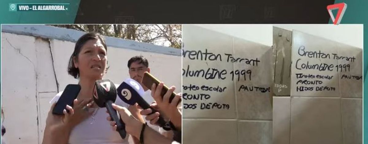 Los padres de alumnos de la escuela de El Algarrobal, en donde apareció la amenaza de tiroteo, acudieron al colegio para saber qué medidas tomarían.