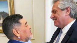 Diego Maradona se reunió con Alberto Fernández en la Casa Rosada
