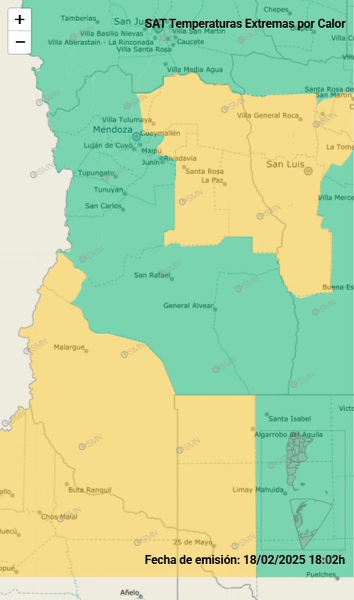 Solo en esta parte de la ciudad de Mendoza hay alerta amarilla por temperaturas extremas Solo en esta parte de la ciudad de Mendoza hay alerta amarilla por temperaturas extremas