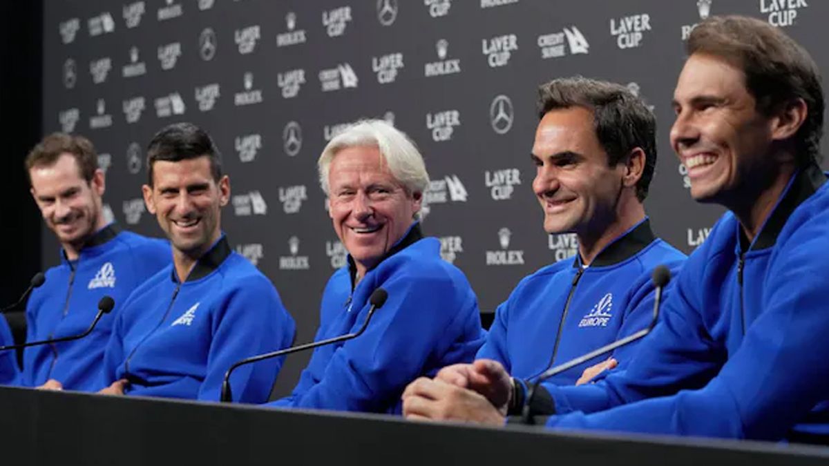 Cinco ex número uno: Murray, Dijokovic, Borg, Federer y Nadal, en la Laver Cup.