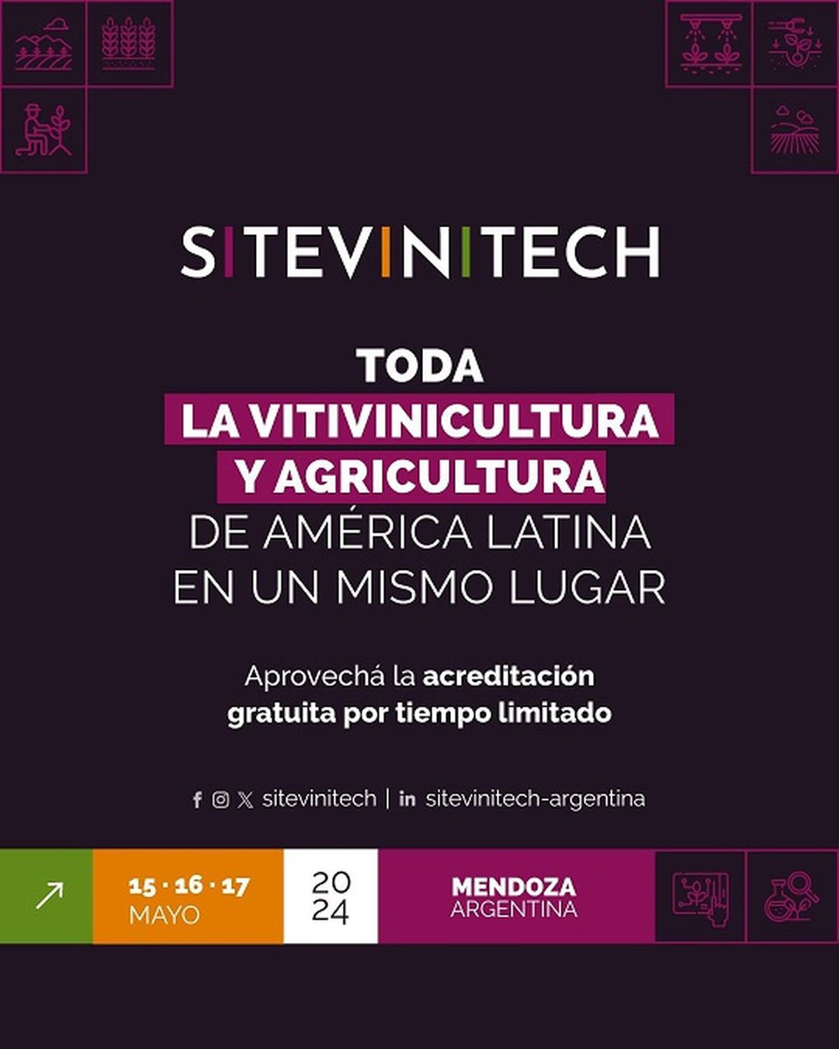 Se podrá conocer las últimas tendencias en tecnología vitivinícola y agro en general. Se podrá conocer las últimas tendencias en tecnología vitivinícola y agro en general.