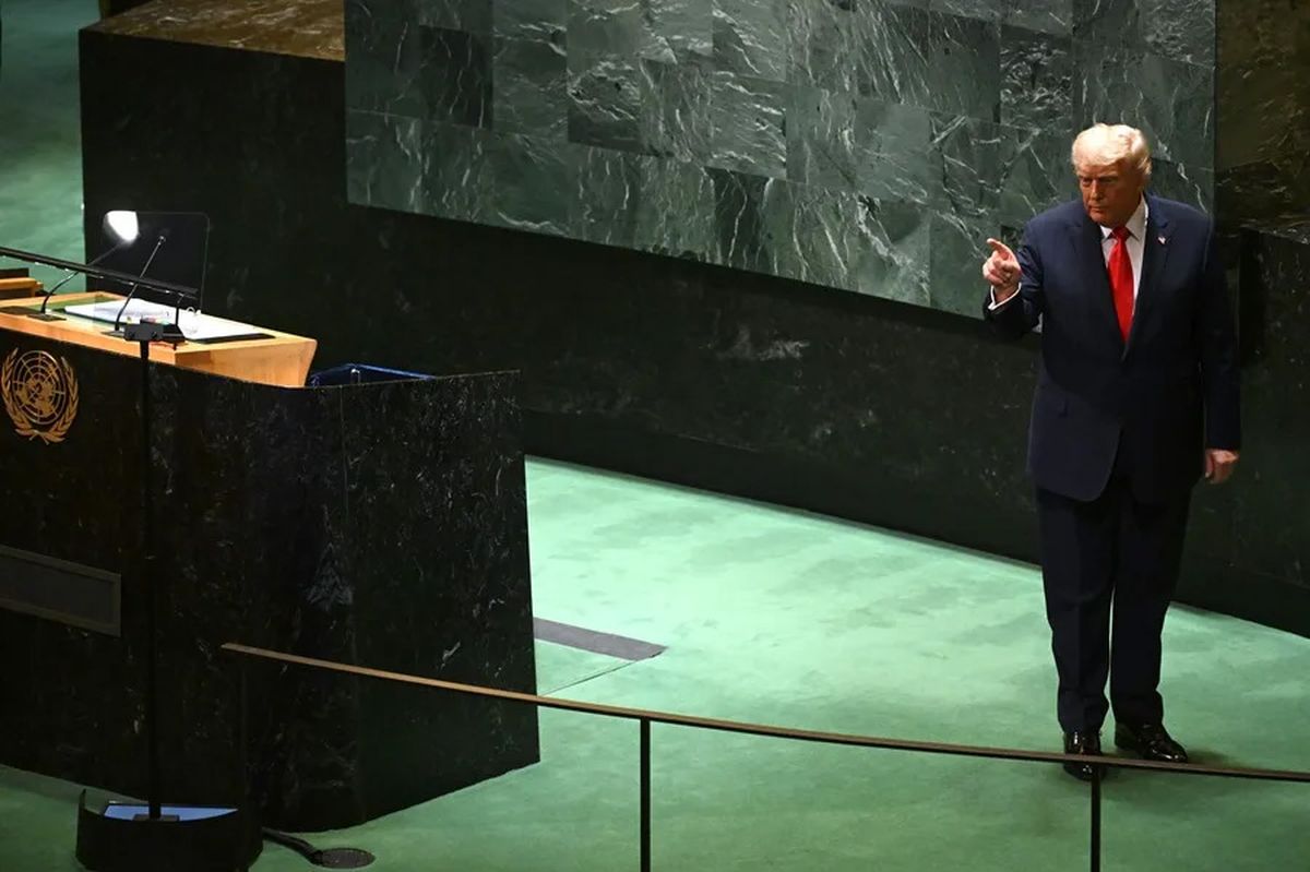 El presidente de Estados Unidos, Donald Trump, este martes durante su intervención ante la Asamblea General de Naciones Unidas en Nueva York. Crédito: EFE/EPA/Lukas Coch. El presidente de Estados Unidos, Donald Trump, este martes durante su intervención ante la Asamblea General de Naciones Unidas en Nueva York. Crédito: EFE/EPA/Lukas Coch.
