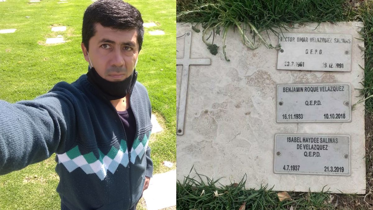 A 2 años de su muerte Chabela sigue descansando en paz y cobrando su pensión. Marcelo, uno de sus hijos, visitándola en el cementerio