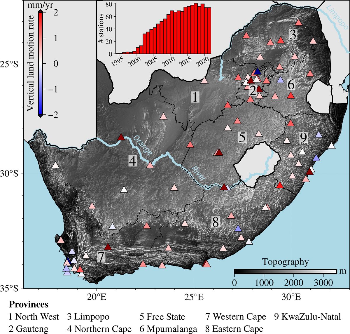 El estudio midió cómo cambió la elevación en el continente. El estudio midió cómo cambió la elevación en el continente.