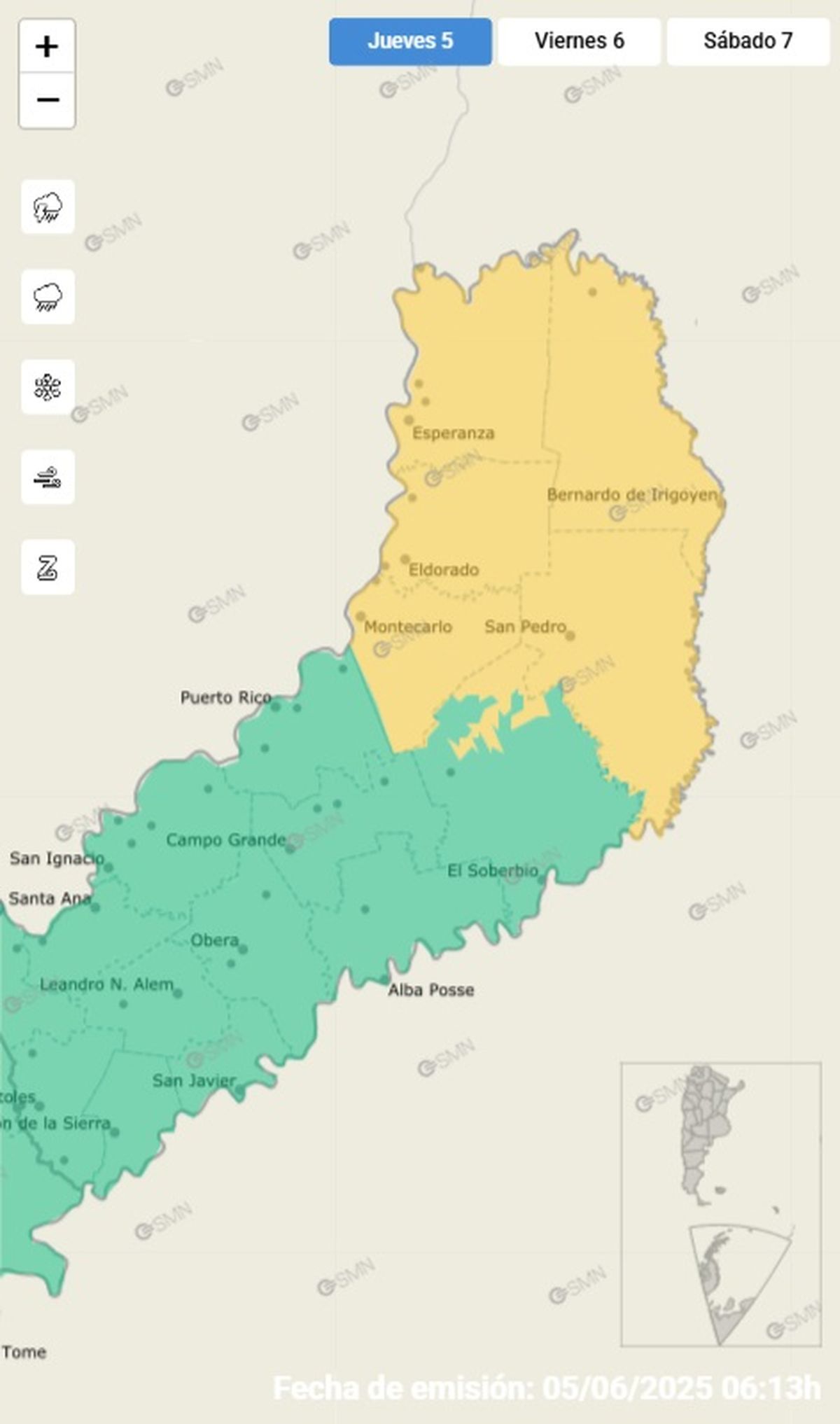 Esta es la única provinica en alerta Esta es la única provinica en alerta