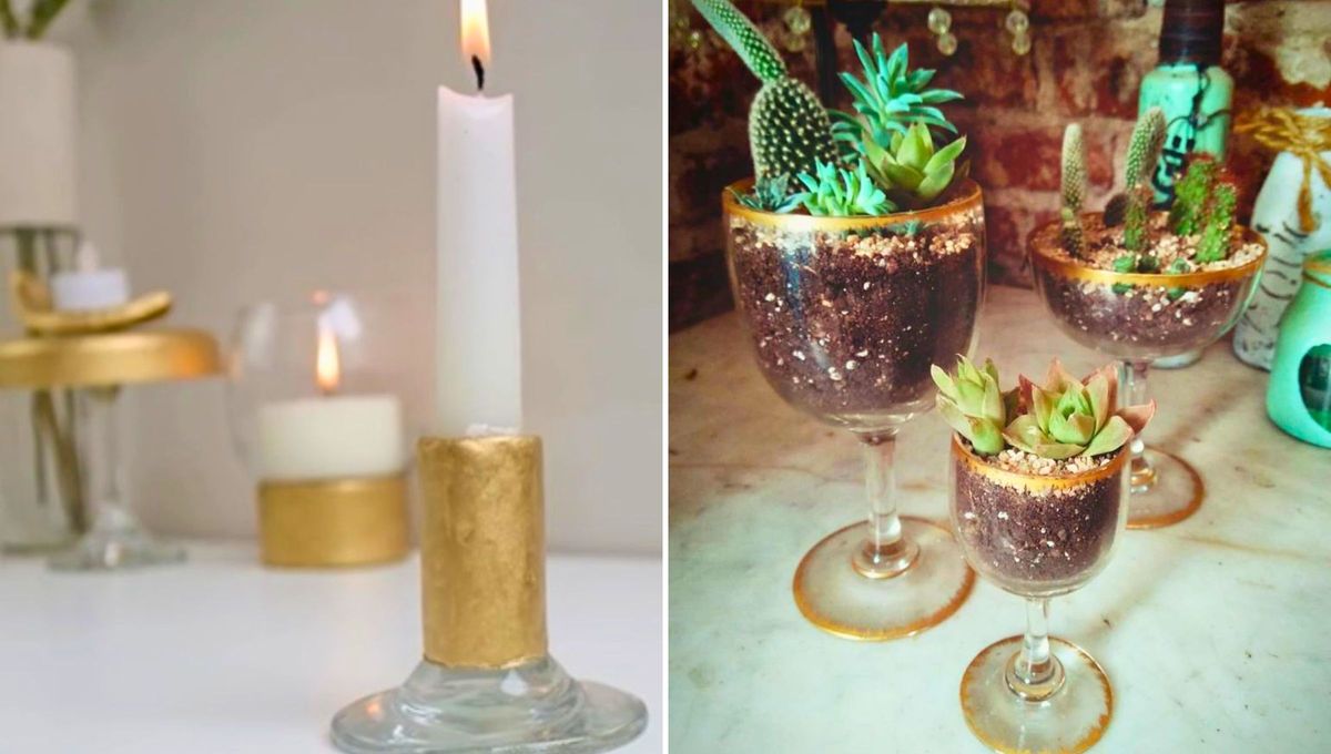 Recicla tus copas dañadas con estas dos maravillosas ideas de reciclaje que no te harán arrepentirte de haberlas guardado. Foto Pinterest Recicla tus copas dañadas con estas dos maravillosas ideas de reciclaje que no te harán arrepentirte de haberlas guardado. Foto Pinterest