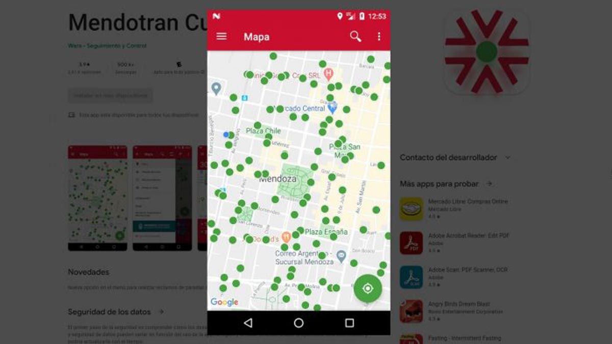 Mendotran muestra en tiempo real la llegada de cada colectivo a la parada.