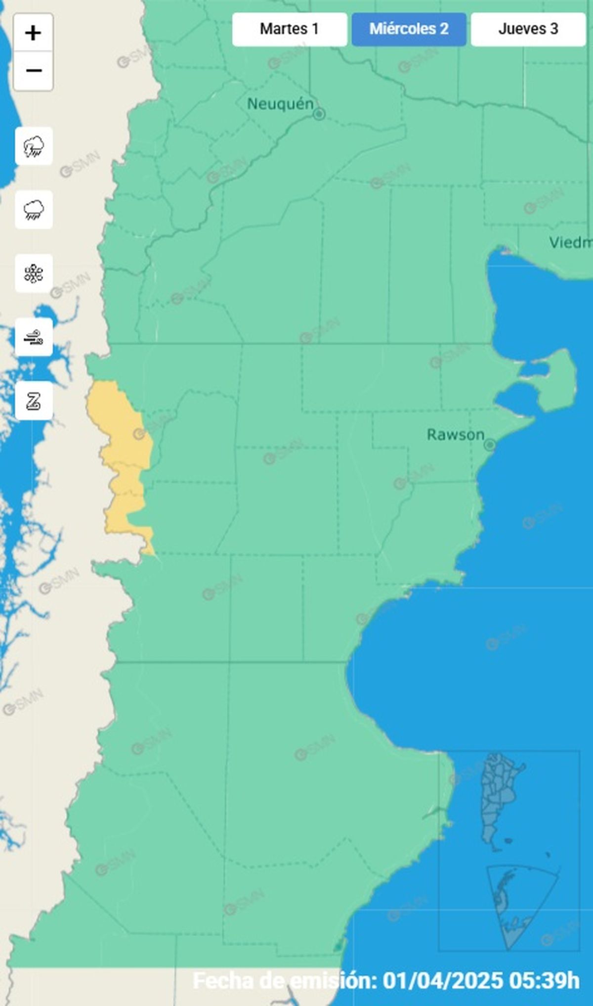 Este es el único sector en alerta este miércoles Este es el único sector en alerta este miércoles