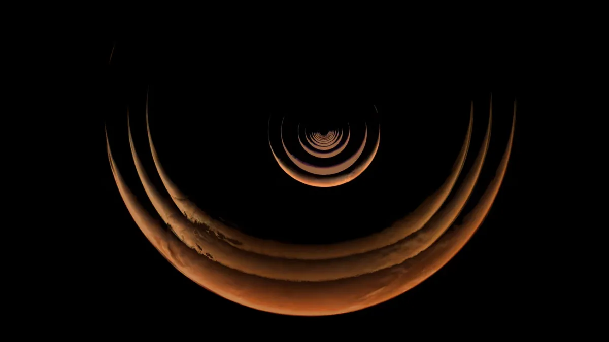Timelapse de Marte durante el acercamiento de la nave espacial. Timelapse de Marte durante el acercamiento de la nave espacial.
